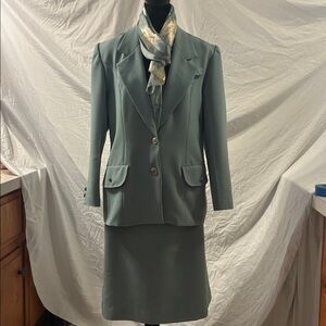 Custom handmade in South America Women's light sage skirt suit